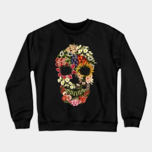 Floral Skull Vintage Black Crewneck Sweatshirt